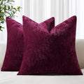 decorUhome Chenille Burgundy Throw Pillow Covers 22x22 Inch Set of 2, Decorative Soft Couch Pillow Covers Solid Dyed Accent Farmhouse Neutr…