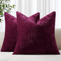decorUhome Chenille Burgundy Throw Pillow Covers 18x18 Inch Set of 2, Decorative Soft Couch Pillow Covers Solid Dyed Accent Farmhouse Neutr…
