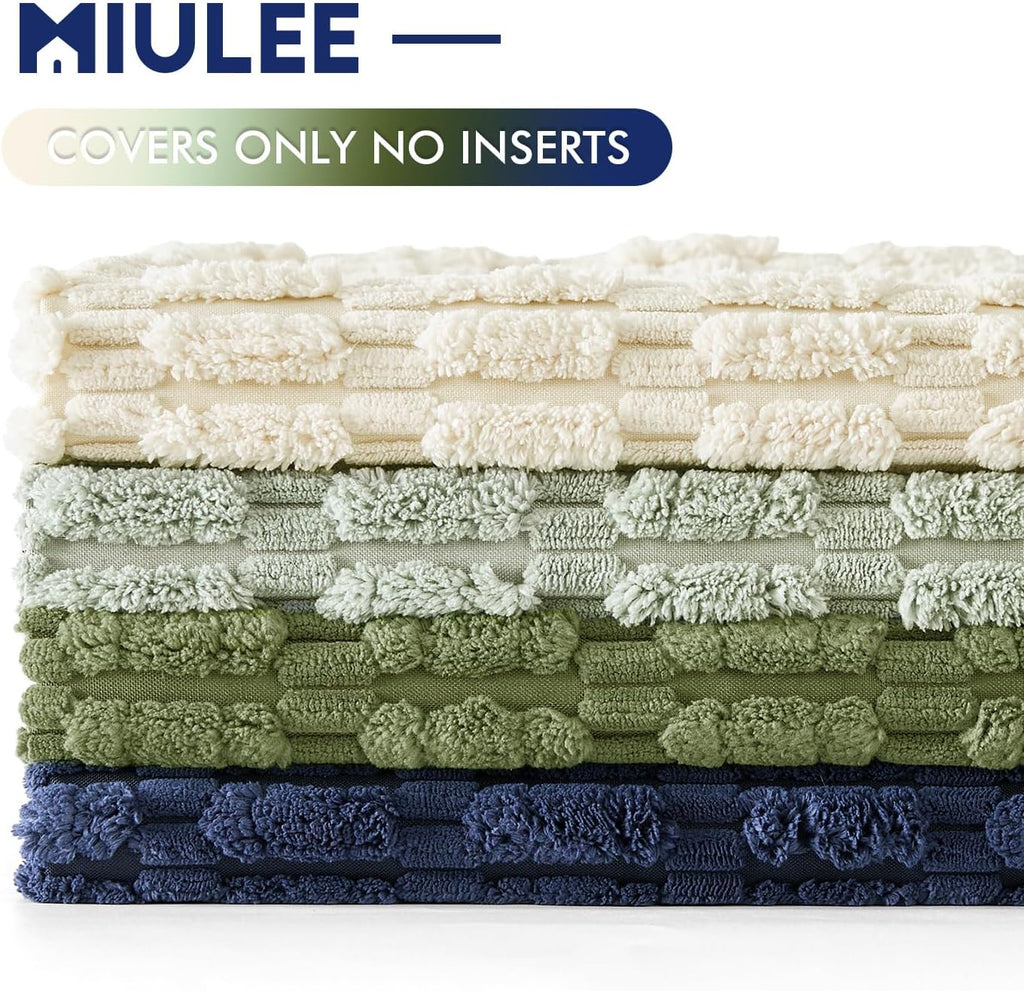 MIULEE Soft Corduroy Spring Throw Pillow Covers Set of 4 Green Blue 18x18 Inch Modern Farmhouse Boho Decorative Accent Cushion Covers for…