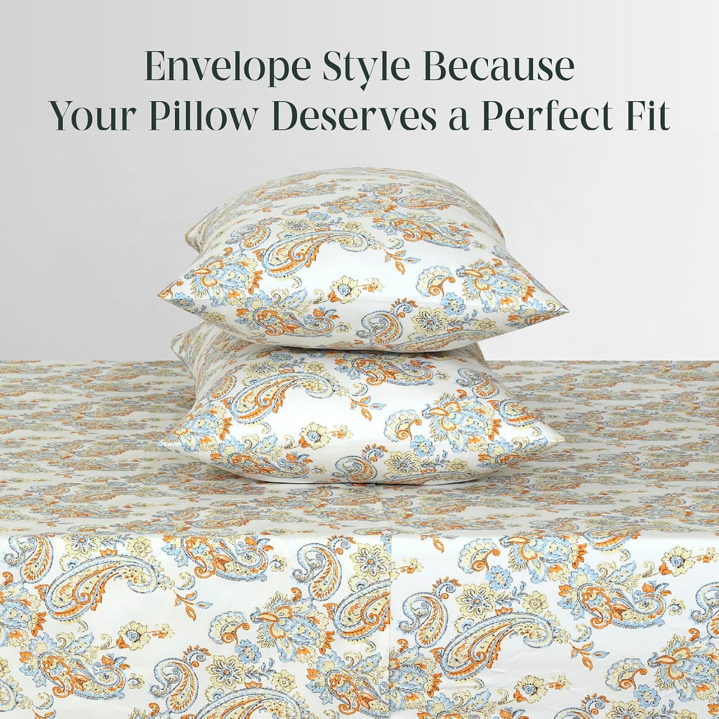 Feather & Stitch 300 TC 100% Cotton Standard Size Pillowcases 2 piece, Ultra Soft Set of 2 Sateen Weave Pillow Covers with Envelope…
