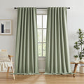 Keqiaosuocai Blackout Linen Curtains 102 Inches Long, Back Tab Loop Pocket Hook Belt Long Vertical Drapes for Living Room Large Windows 50…