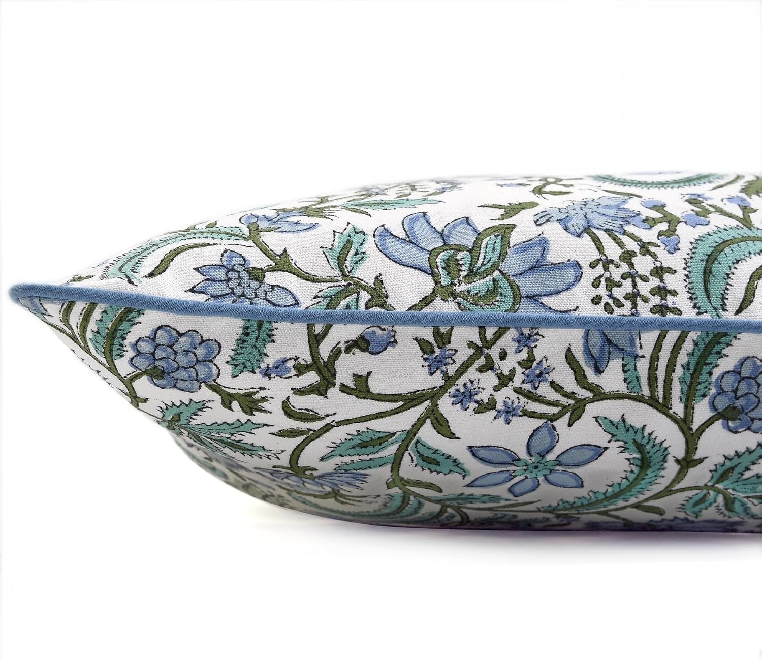 Ridhi Block Print Columbia Blue Pillow Cover 18" x 18" (Pack of 2) Decorative Couch Pillows for Living Room, Chic Boho Cute Outdoor Pillows…