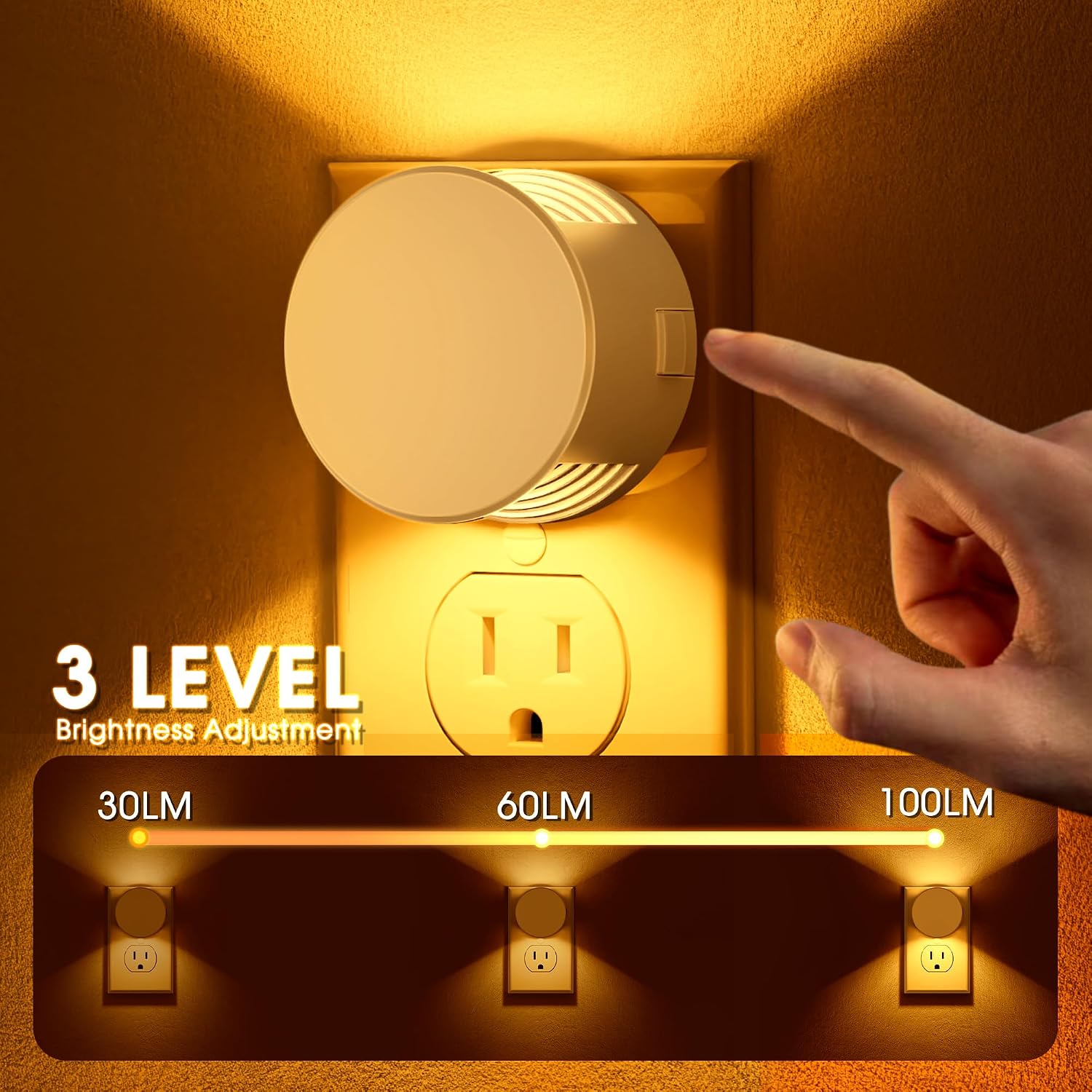 WelcometoBriigniteenjoyyourtimehere Briignite Night Light [2 Pack], Night Lights Plug Into Wall, 3 Adjustable Brightness Levels, Dusk to Da…