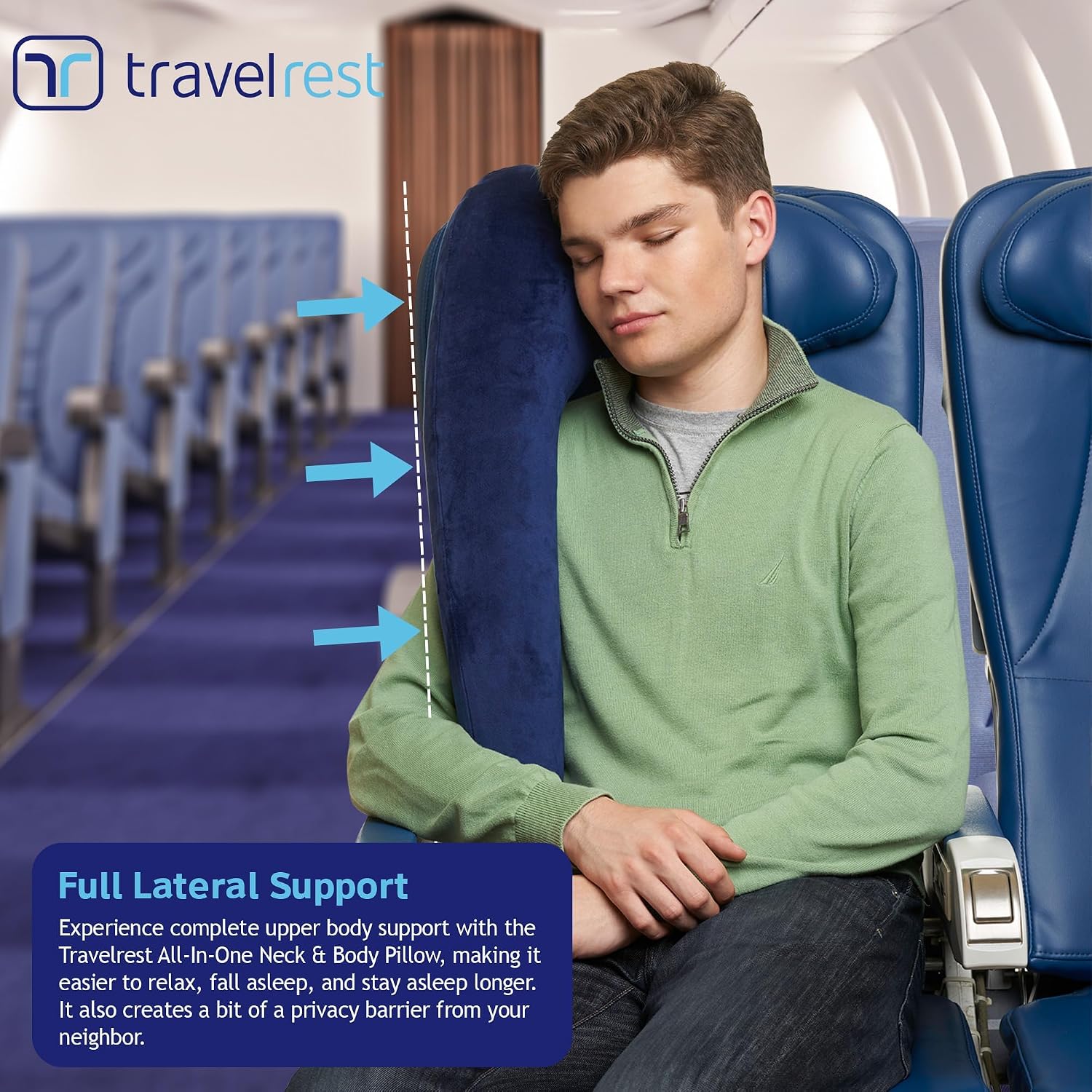 TRAVELREST All-in-One Travel Neck Support & Body Pillow - Airplane Pillow for Long Flight Comfort, Travel Essentials, Sleeping…