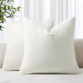 decorUhome Chenille Cream White Throw Pillow Covers 24x24 Inch Set of 2, Decorative Soft Couch Pillow Covers Solid Dyed Accent Farmhouse Ne…
