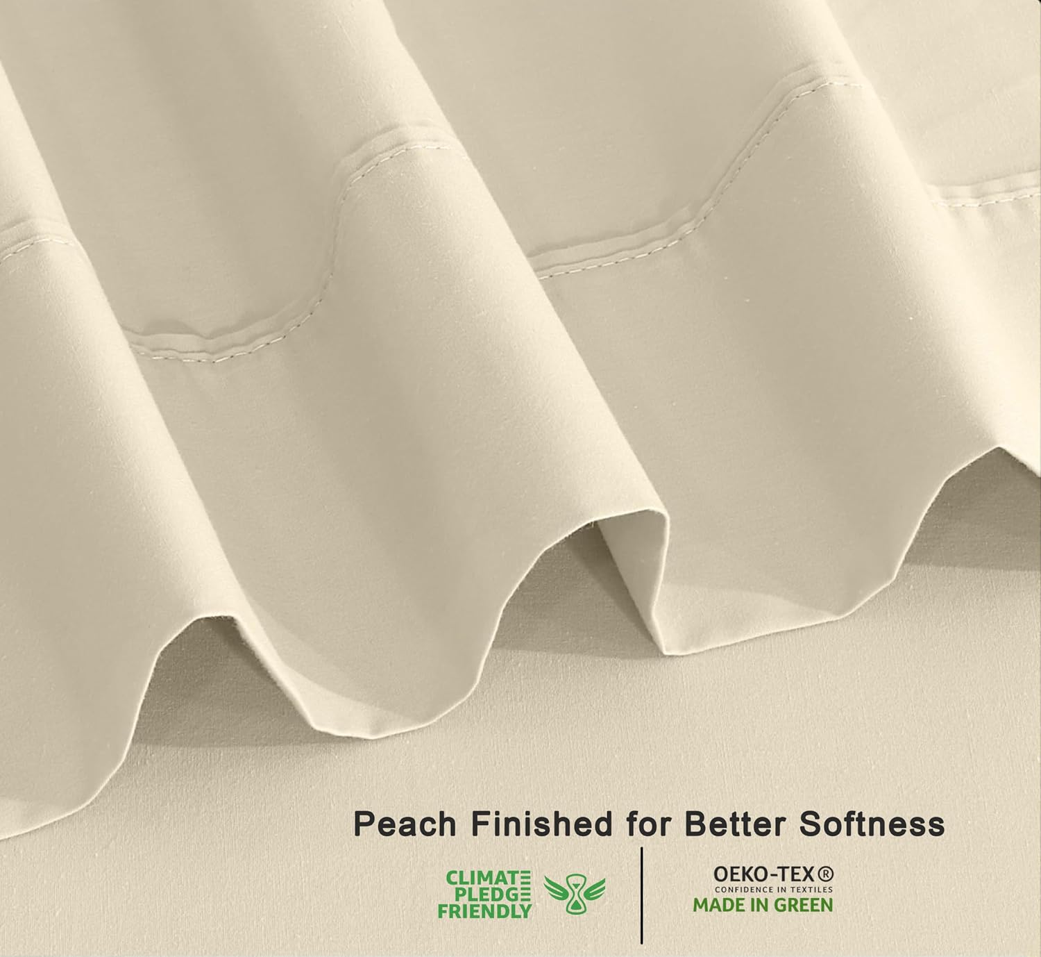 Ruvanti 100% Cotton Organic Percale Sheets Queen Size – Crisp Cooling Bed Sheets for Hot Sleepers, Deep Pocket 15”, Soft Peach Finish, Brea…