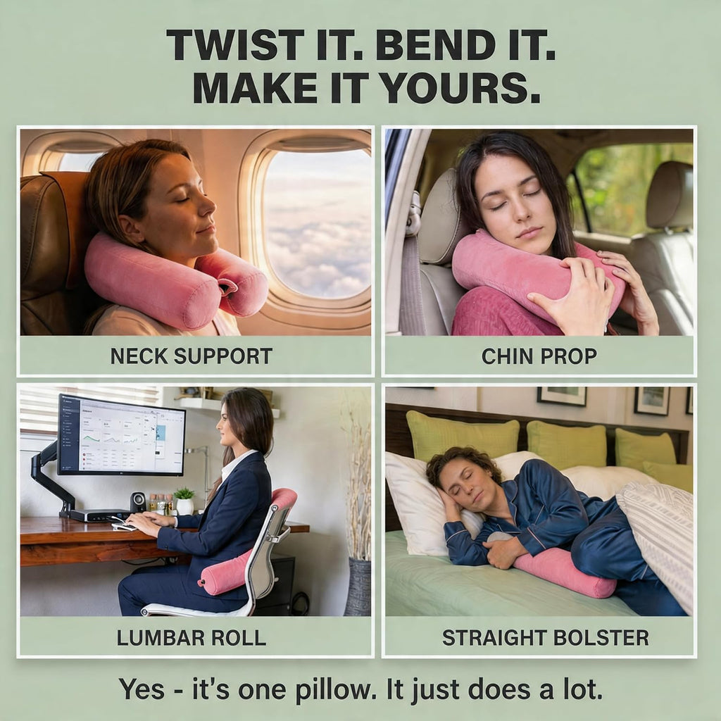 Dot&Dot Twist Memory Foam Travel Pillow for Airplanes - Neck Pillow for Sleeping - Airplane Pillow for Neck Support, Chin, Lumbar an…