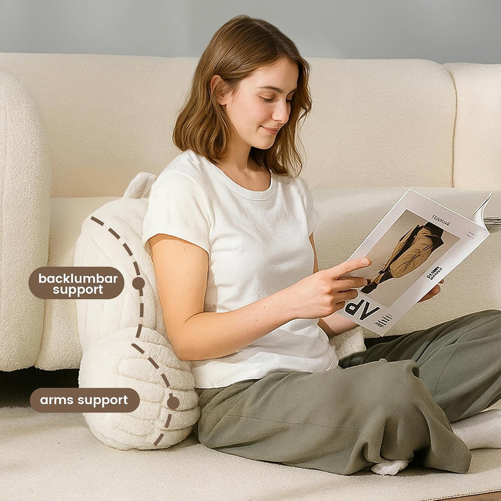 AmélieHome Amélie Home Faux Fur Reading Pillow with Pocket for Sitting in Bed, Kids Backrest Bed Pillow with Washable Cover for Loungi…