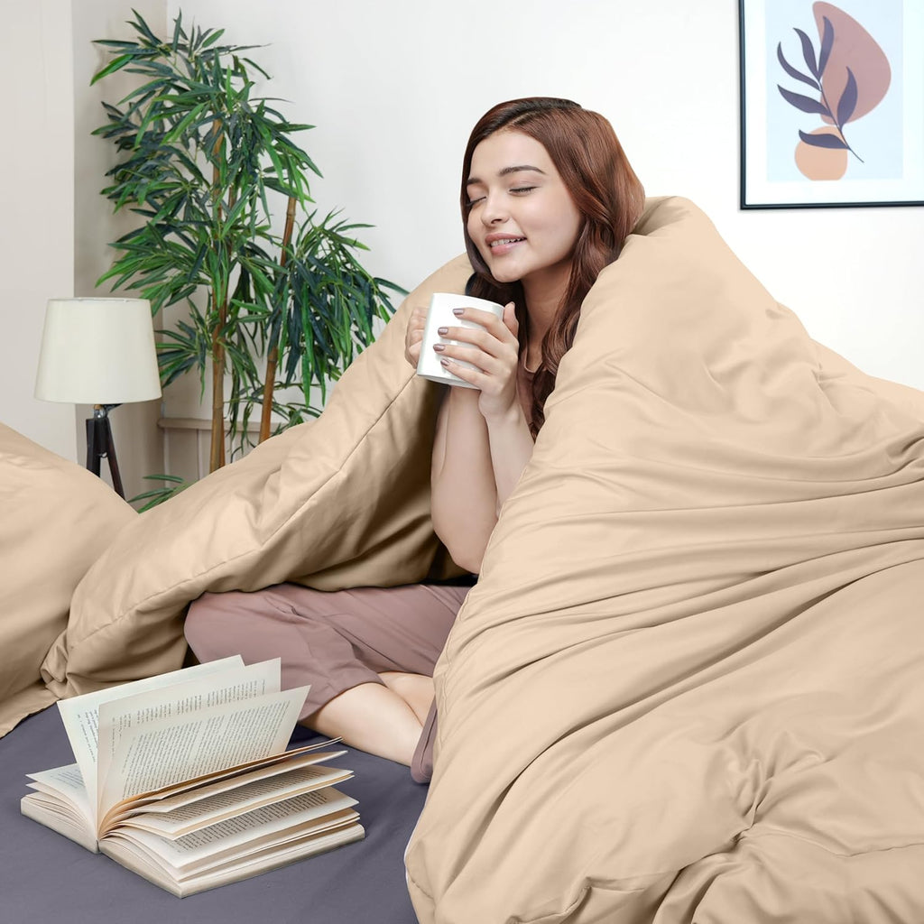 Utopia Bedding Duvet Cover Full Size - 3 Piece with Zipper Closure - 1 Comforter Cover 80X90 Inches & 2 Pillow Shams 20X26 Inches (Beige)…