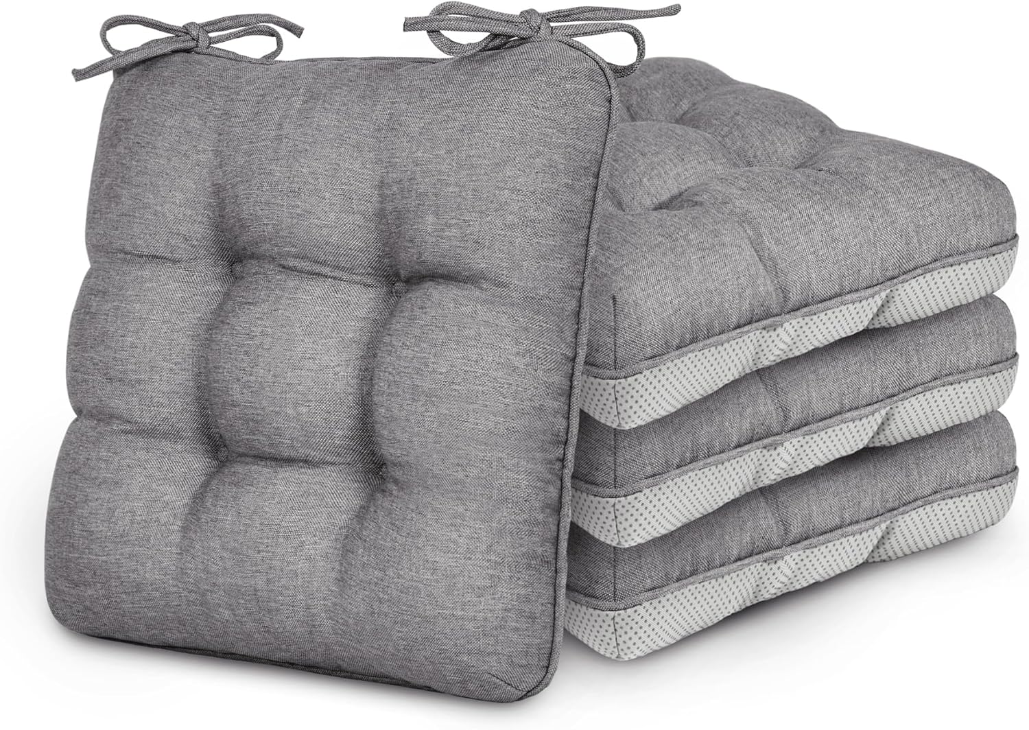 Love's cabin Memory Foam Chair Cushions Set of 4, 19"x19"x3.5" Indoor & Outdoor Seat Pads for Dining, Kitchen, Office, Patio Chairs - Grey