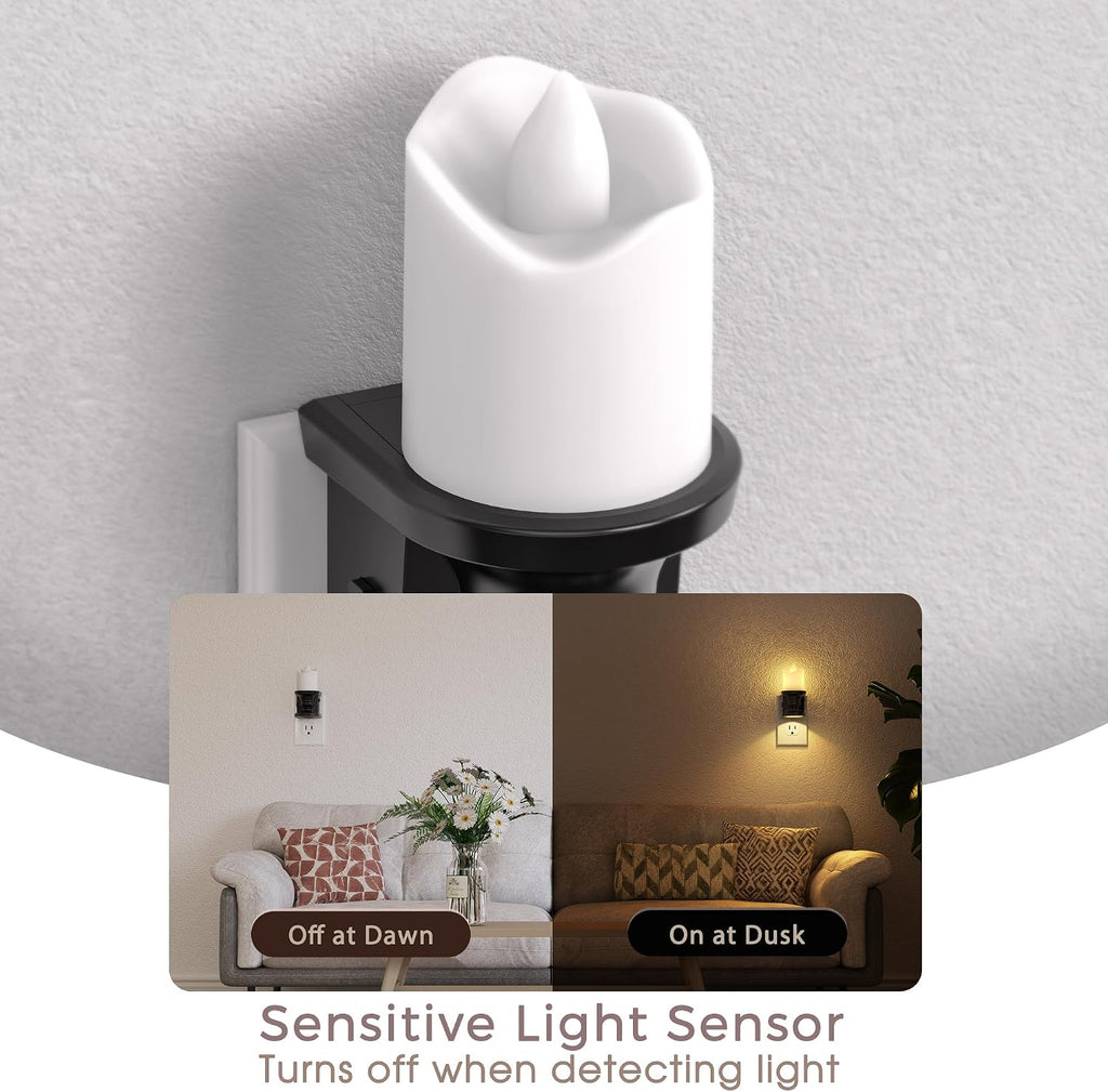 WelcometoBriigniteenjoyyourtimehere Flameless Candle Night Light, 3000K Warm White Candle Night Lights Plug into Wall, 2 Pack Nightlight wi…