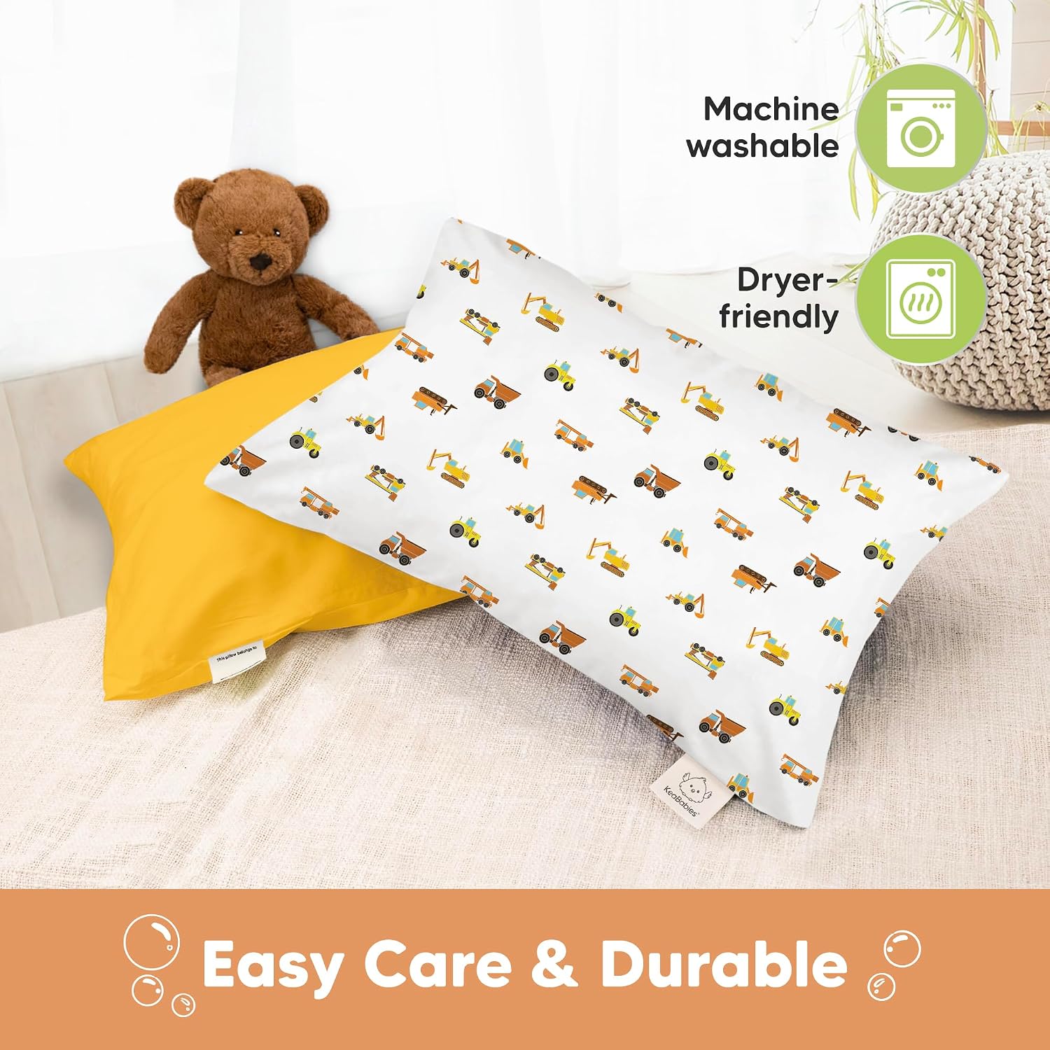 KeaBabies 13 x 18 Toddler Pillowcase, 2-Pack Waterproof - Soft Waterproof Toddler Pillow Protector Cover for Kids, Boys, Girls, Machine…
