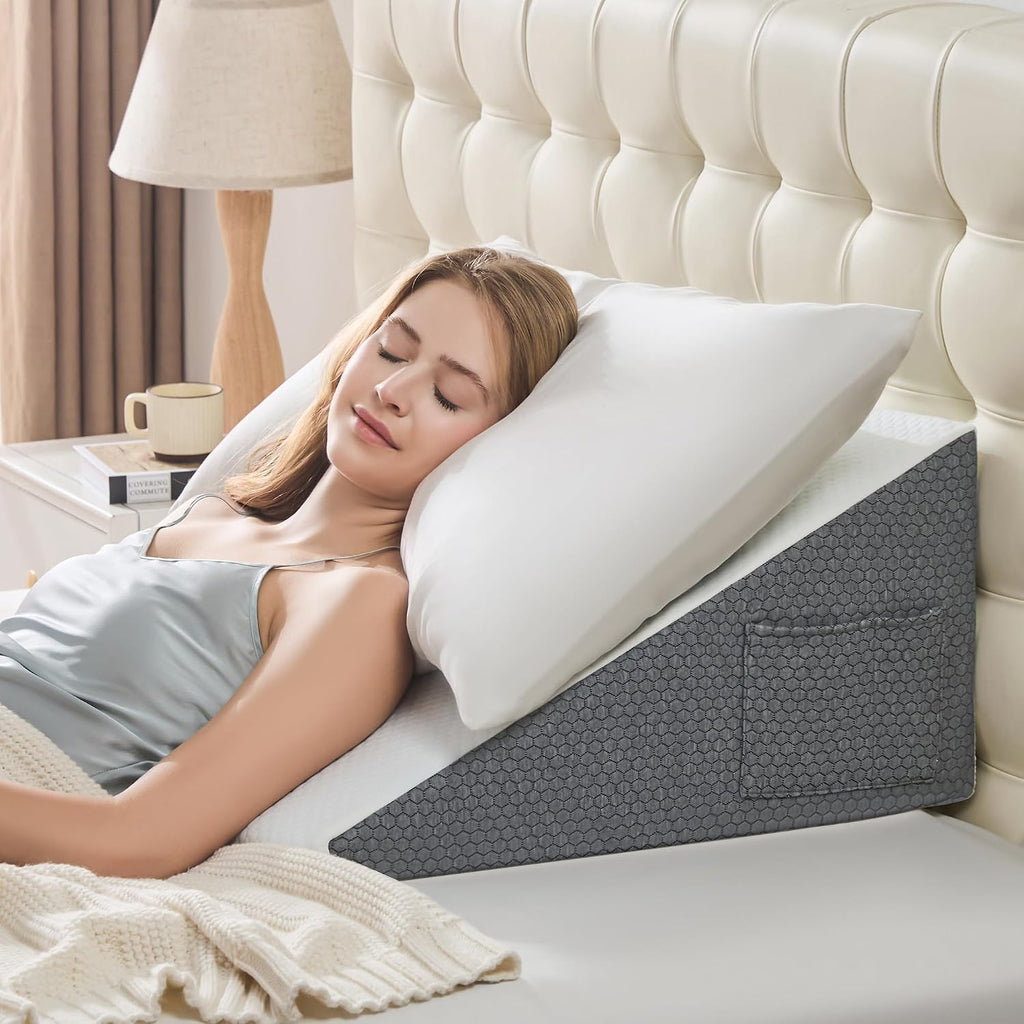 Yojoker Wedge Pillow for Sleeping - Bed Wedge for Headboard Triangle Pillow, Memory Foam Wedges for Acid Reflux, GERD, Snoring, Post Surger…