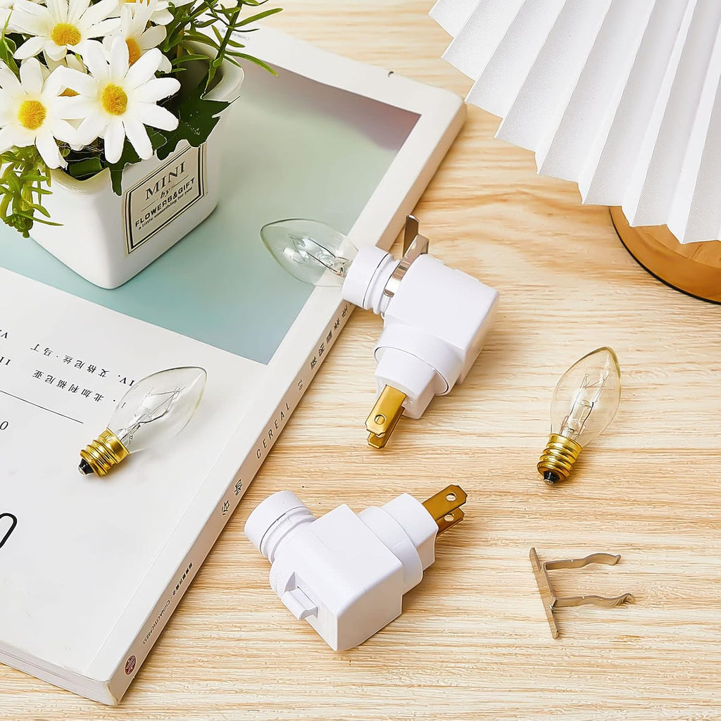 4 Sets Plug in Night Light 120V Night Lights Plug into Wall Includes 7W E12 Bulb and Metal Clips Nightlight Plugin, White
