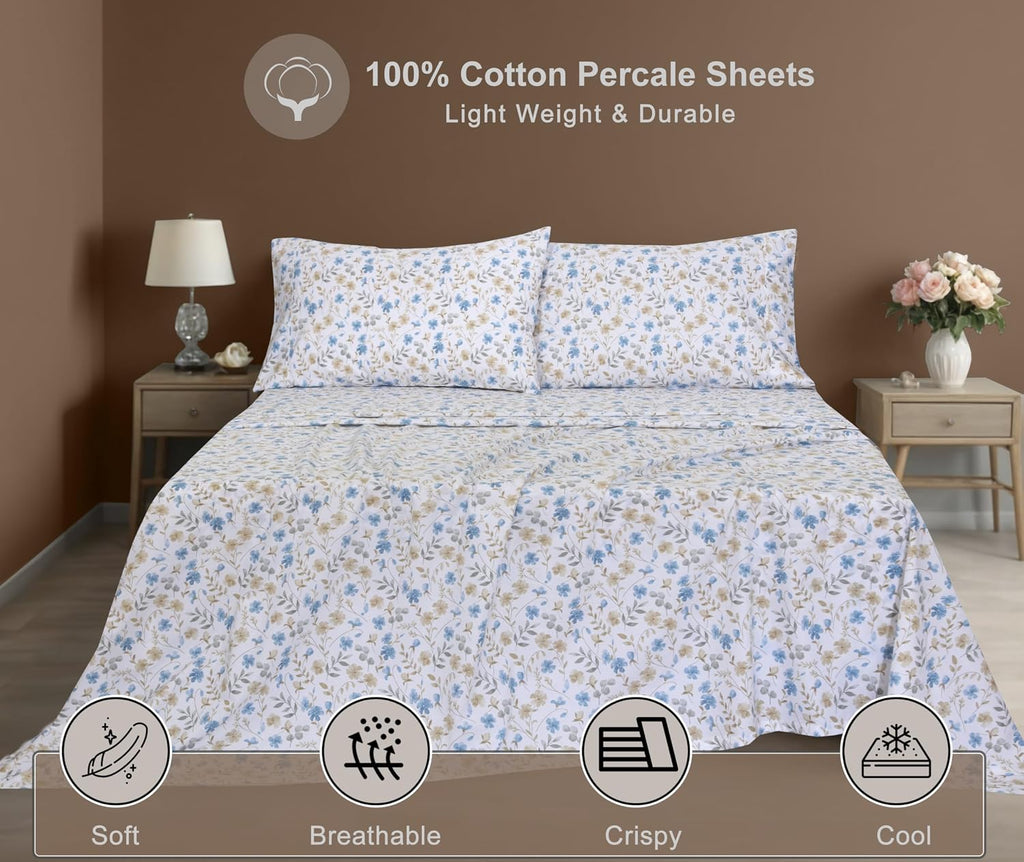 Zoyer 100% Cotton Sheets – Twin XL Size Percale Bedding, Cooling & Breathable, Durable with a Crisp, Soft & Comfortable Feel, 16" Deep Pock…