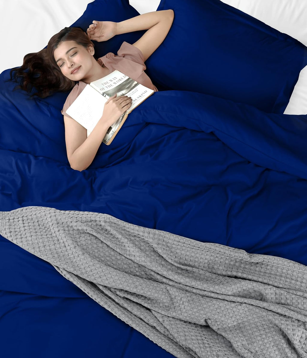 Utopia Bedding Duvet Cover King Size - 3 Piece with Zipper Closure - 1 Comforter Cover 104X90 Inches & 2 Pillow Shams 20X36 Inches (Royal…
