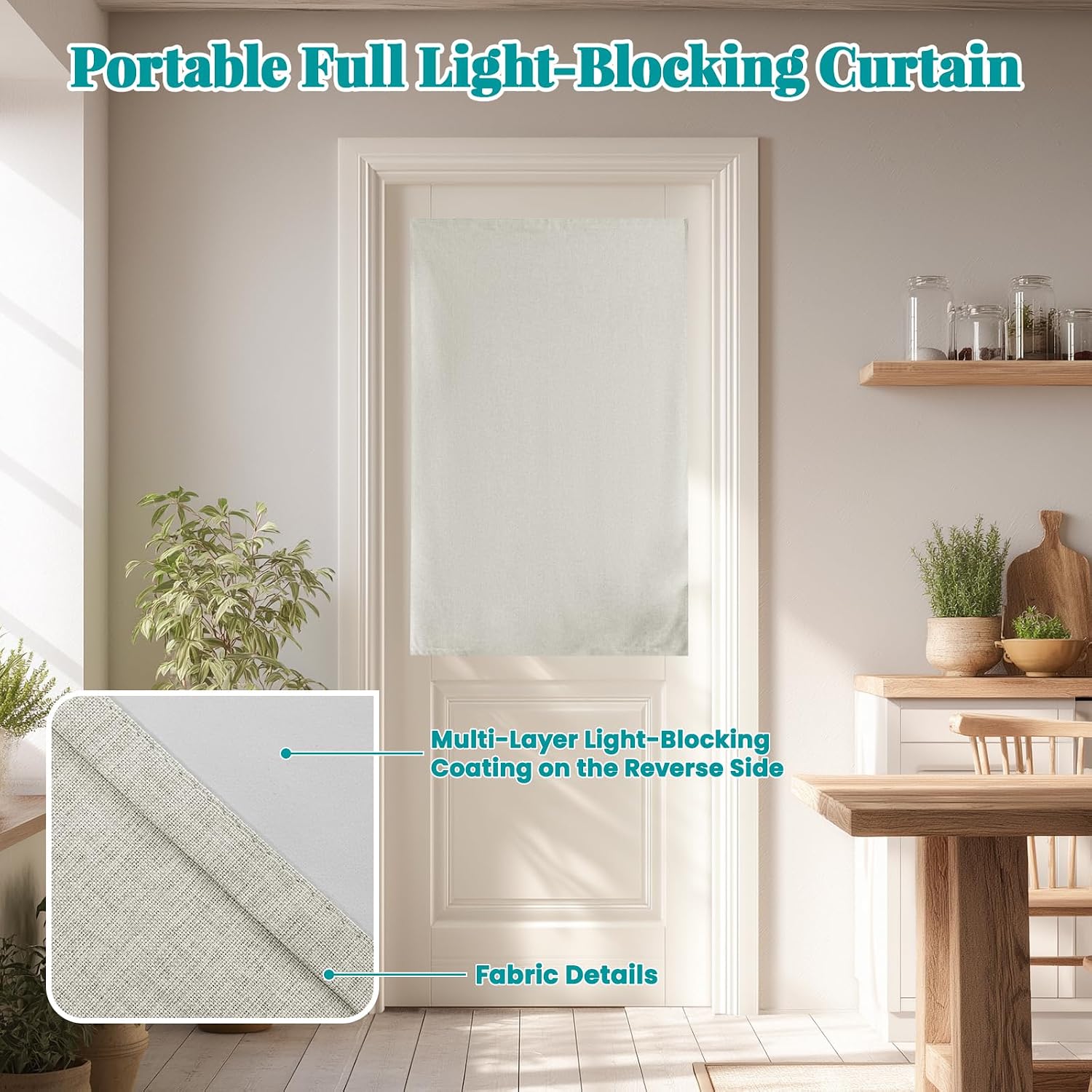 100% Blackout French Door Curtains, Room Darkening Shades Small Window Curtain Drapes Thermal Insulated Tricia Door Blinds for Classroom…