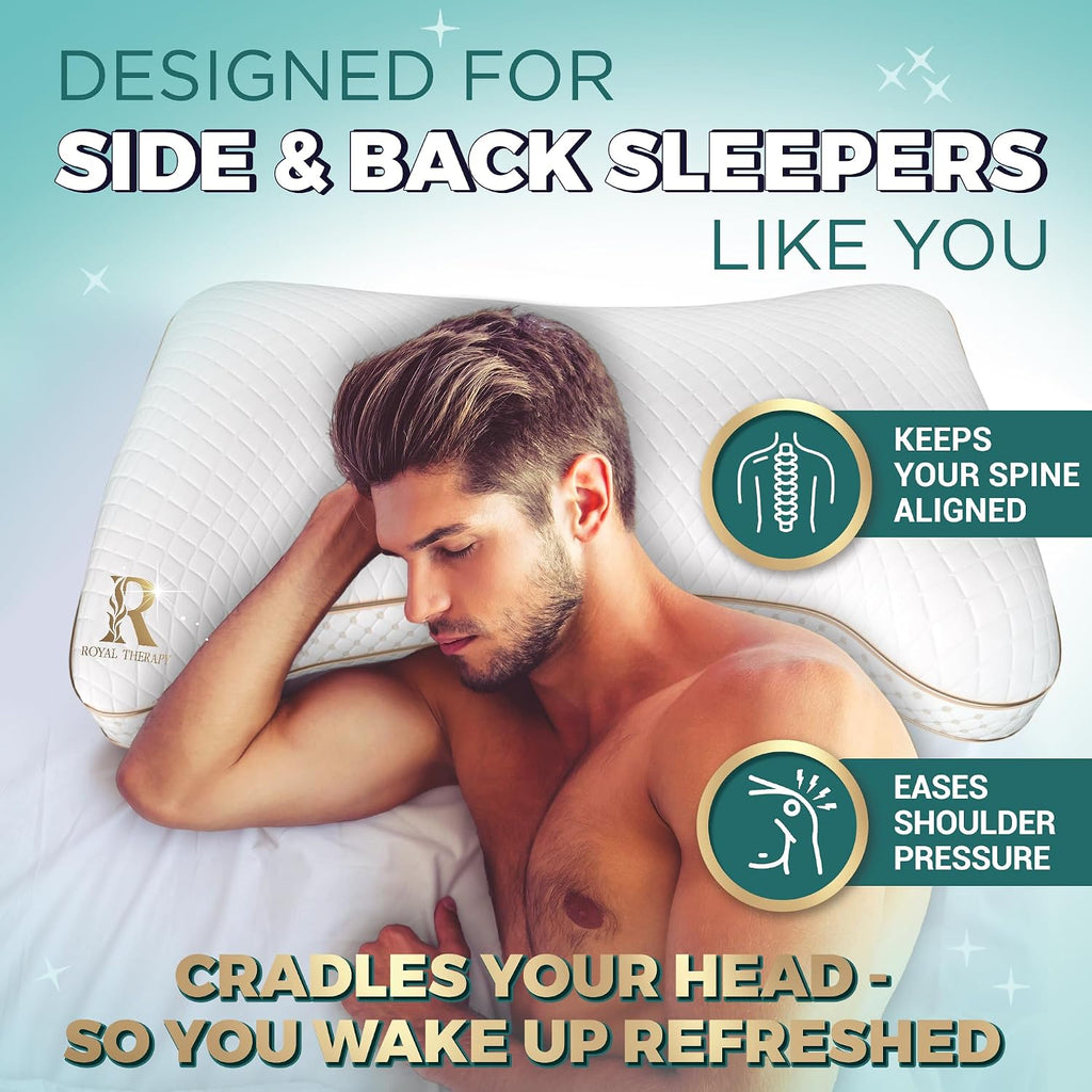 Royaltherapy Royal relaxation King 2-Pack Memory Foam Pillow, Adjustable Shredded Odor-Free Cut-Out Bed Pillow for Neck & Shoulder…