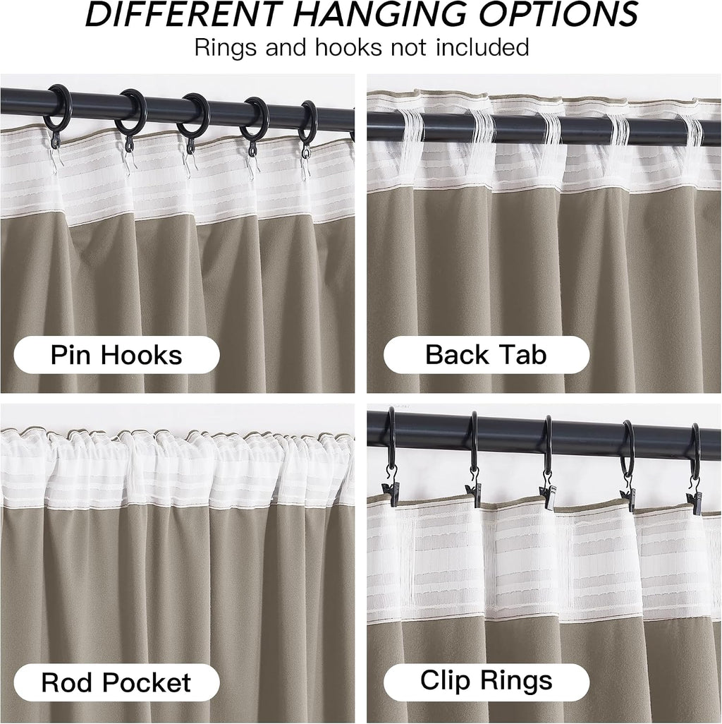 Rybhome RYB HOME Taupe Velvet Curtains for Bedroom Living Room, Thermal Insulated Privacy UV Heat Blocking Luxurious Drapes for Nursery Din…