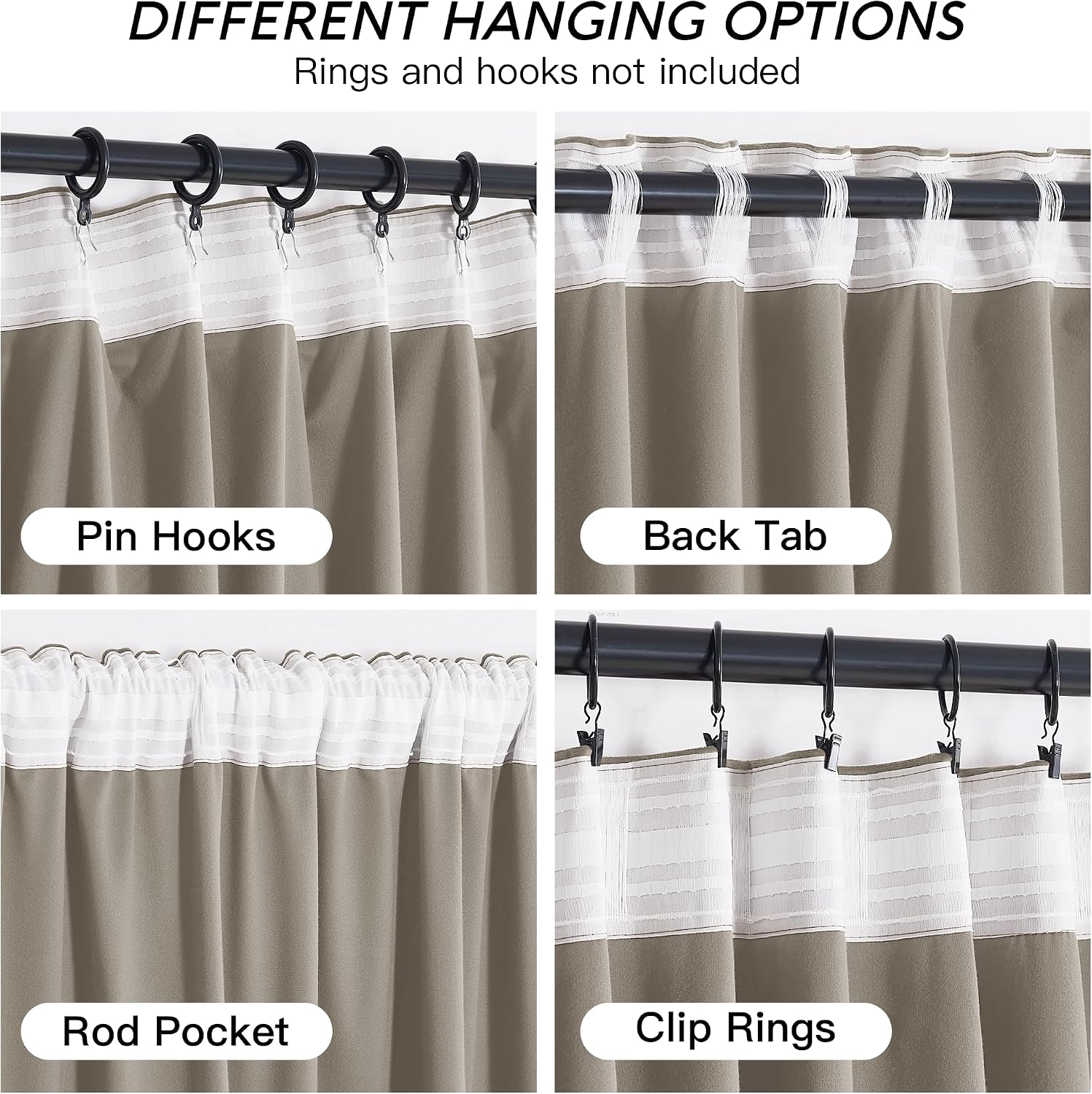 Rybhome RYB HOME Taupe Velvet Curtains for Bedroom Living Room, Thermal Insulated Privacy UV Heat Blocking Luxurious Drapes for Nursery Din…