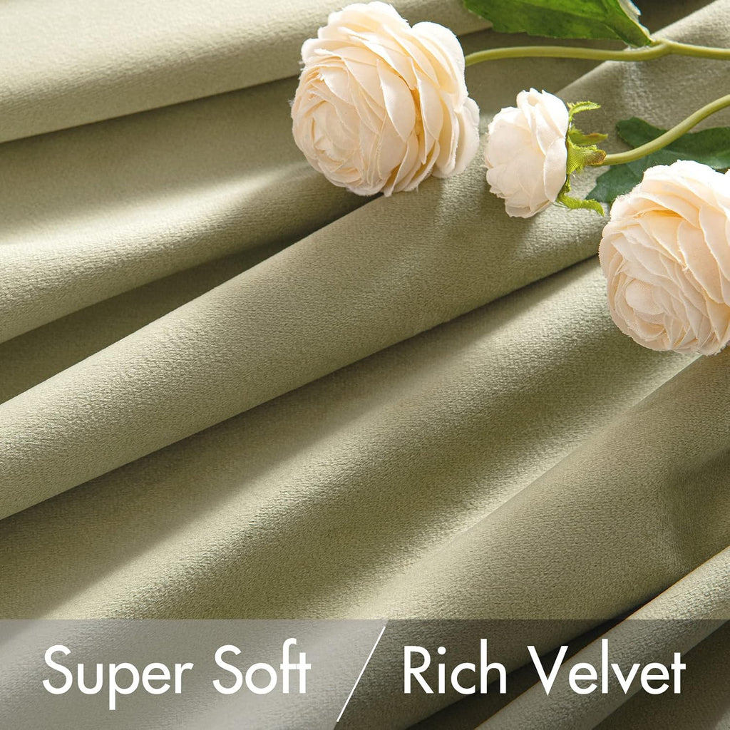 Miulee Velvet Curtains 96 inches 2 Panels - Luxury Blackout Curtains for Bedroom Living Room Thermal Insulated Super Soft Window Drapes Rod…