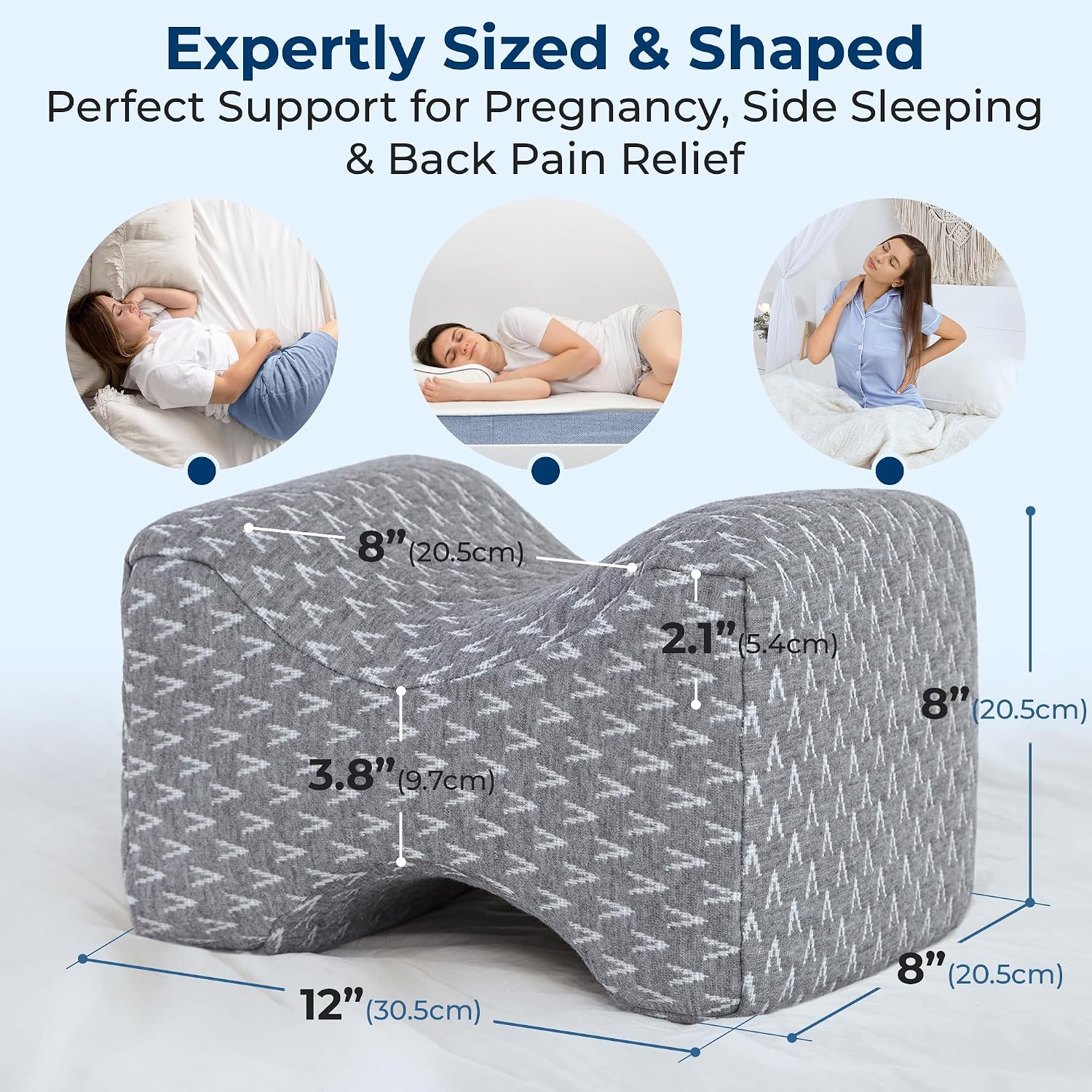 5Starsunited 5 STARS UNITED Large Knee Pillow for Side Sleepers - Hip, Memory Foam Leg Cushion for Side Sleeping - Between Legs Pillow for…