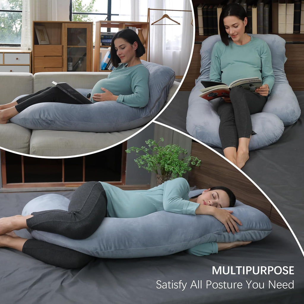 Moonpark MOON PARK Pregnancy Pillows for Sleeping - Non Compressed Packaging, U Shaped Full Body Maternity Pillow with Removable Cover - Su…
