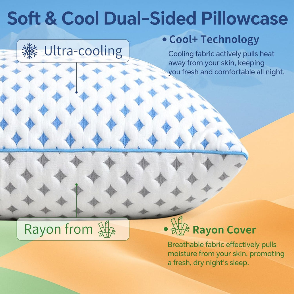 Memory Foam Pillow – Adjustable Loft Cooling Pillow King Size 1 Pack for Sleeping, Firm, Supportive, and Breathable Design for Hot, Side…