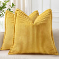decorUhome Summer Corduroy Mustard Yellow Throw Pillow Covers 18x18 Set of 2 Decorative Soft Boho Farmhouse Couch Pillow Covers for Living…
