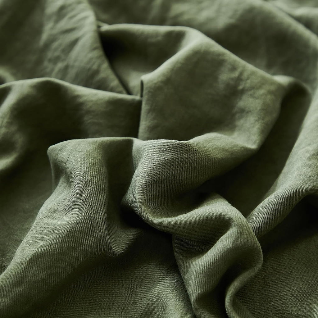 Merryword Shabby Chic Olive Green Ruffled Fringe Set of 2 Pillowcases - King (20''x36'') Green
