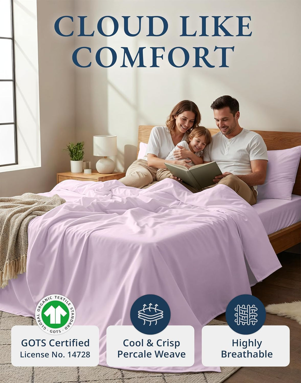 LaneLinen LANE LINEN 100% Organi Cotton reusable Bed Sheets Full Size, Fully Elasticized Naturally Cooling Soft & Comfy, Machine Washab…