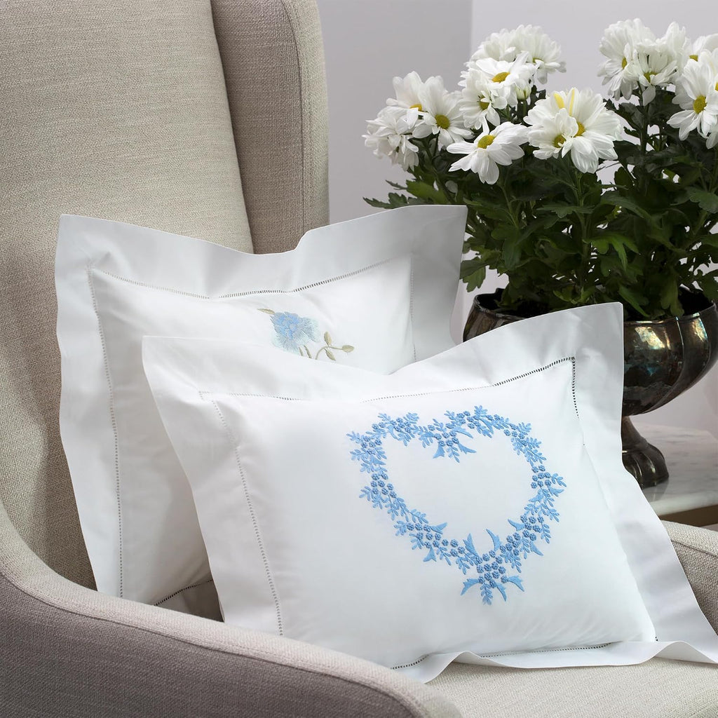 Jacaranda Living Embroidered Boudoir Pillow Cover – Handcrafted Embroidery, Fine Italian Cotton, Decorative Pillow Accent for Bedroom &…