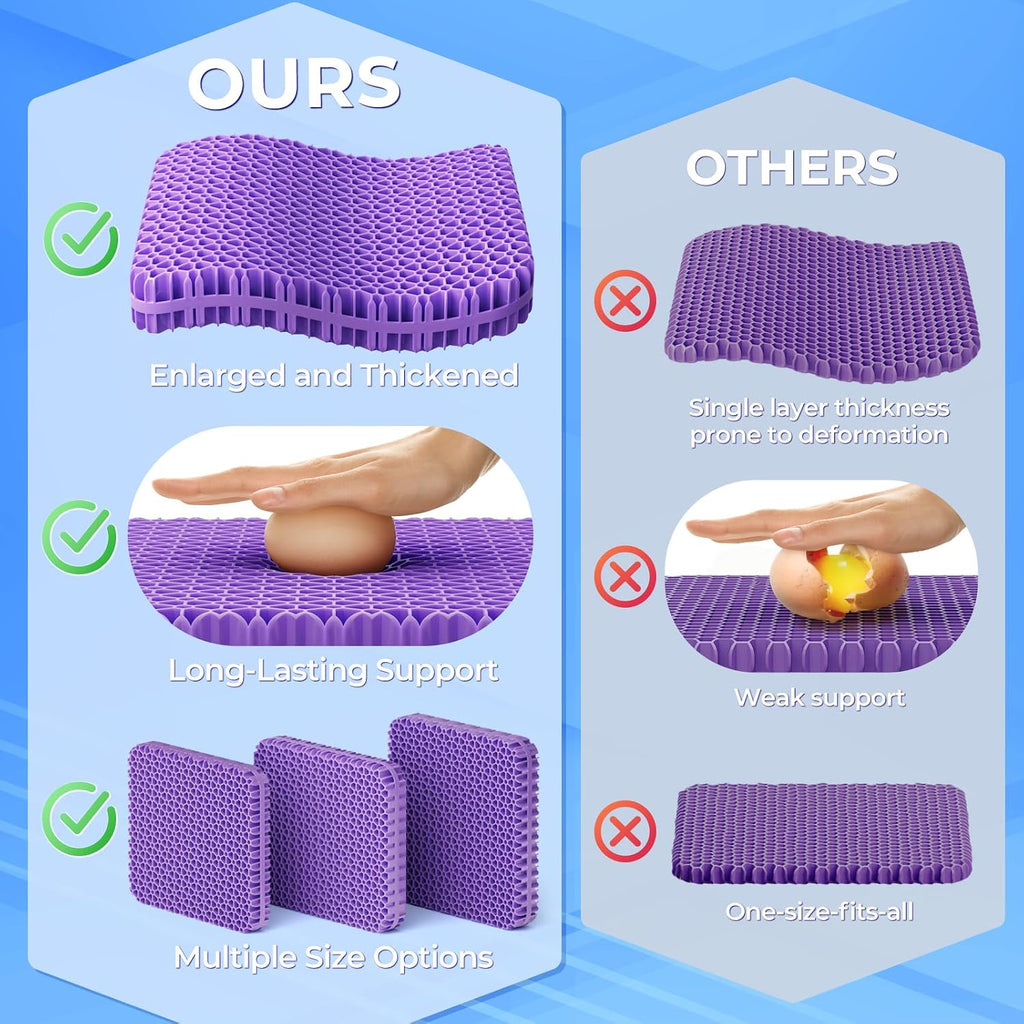 TushGuardSeatCushonsPillows TushGuard Gel Seat Cushion for Long Sitting, Enlarged & Thickened Patent Design, Breathable Cooling for Office…