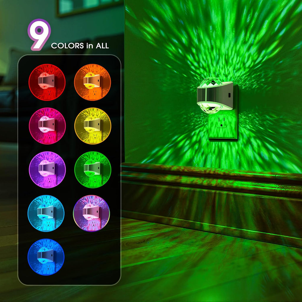 Night Lights Plug into Wall, Star Projector for Bedroom, Silver Night Light Projector for Kids, 9-Color RGB Galaxy Nightlight with Dusk…