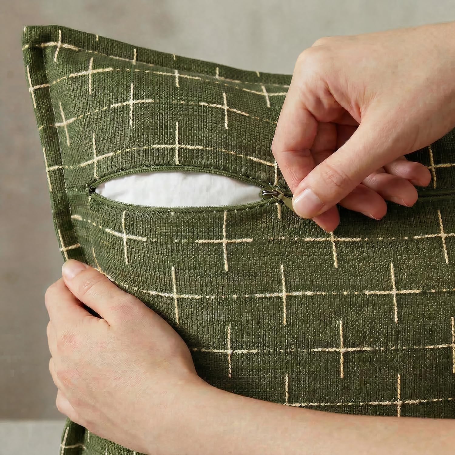 AVOINcolorlife AVOIN colorlife Pack of 2 Decorative Throw Pillow Covers 24x24 Inch, Flange Edges Woven Textured Cushion Case Home Decor for…