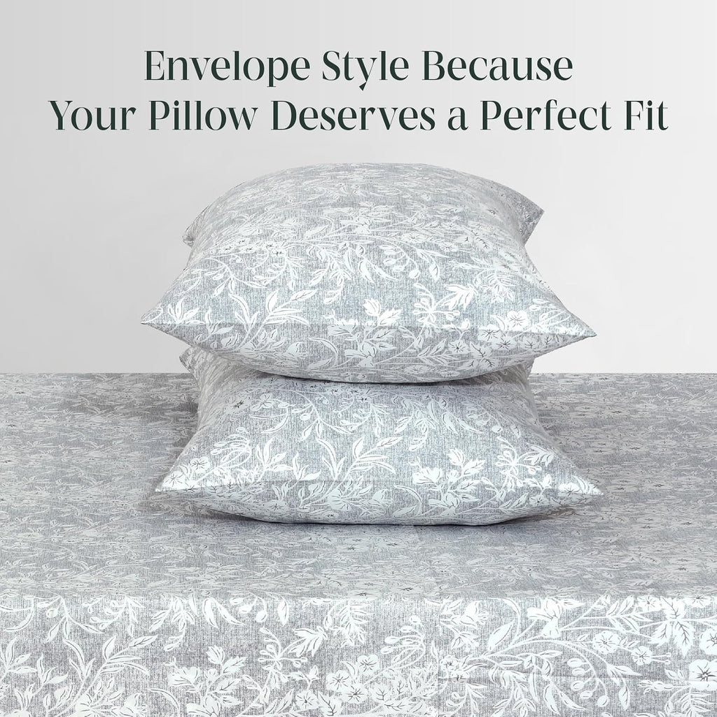 Feather & Stitch 300 TC 100% Cotton Standard Size Pillowcases 2 piece, Ultra Soft Set of 2 Sateen Weave Pillow Covers with Envelope…