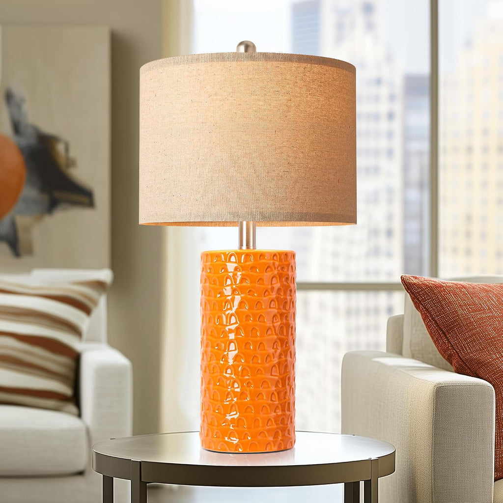 PARTPHONER 23" Modern Ceramic Table Lamp Set of 2, Table Lamps for Living Room, Rustic Farmhouse Bedside Lamps Nightstand lamp for…