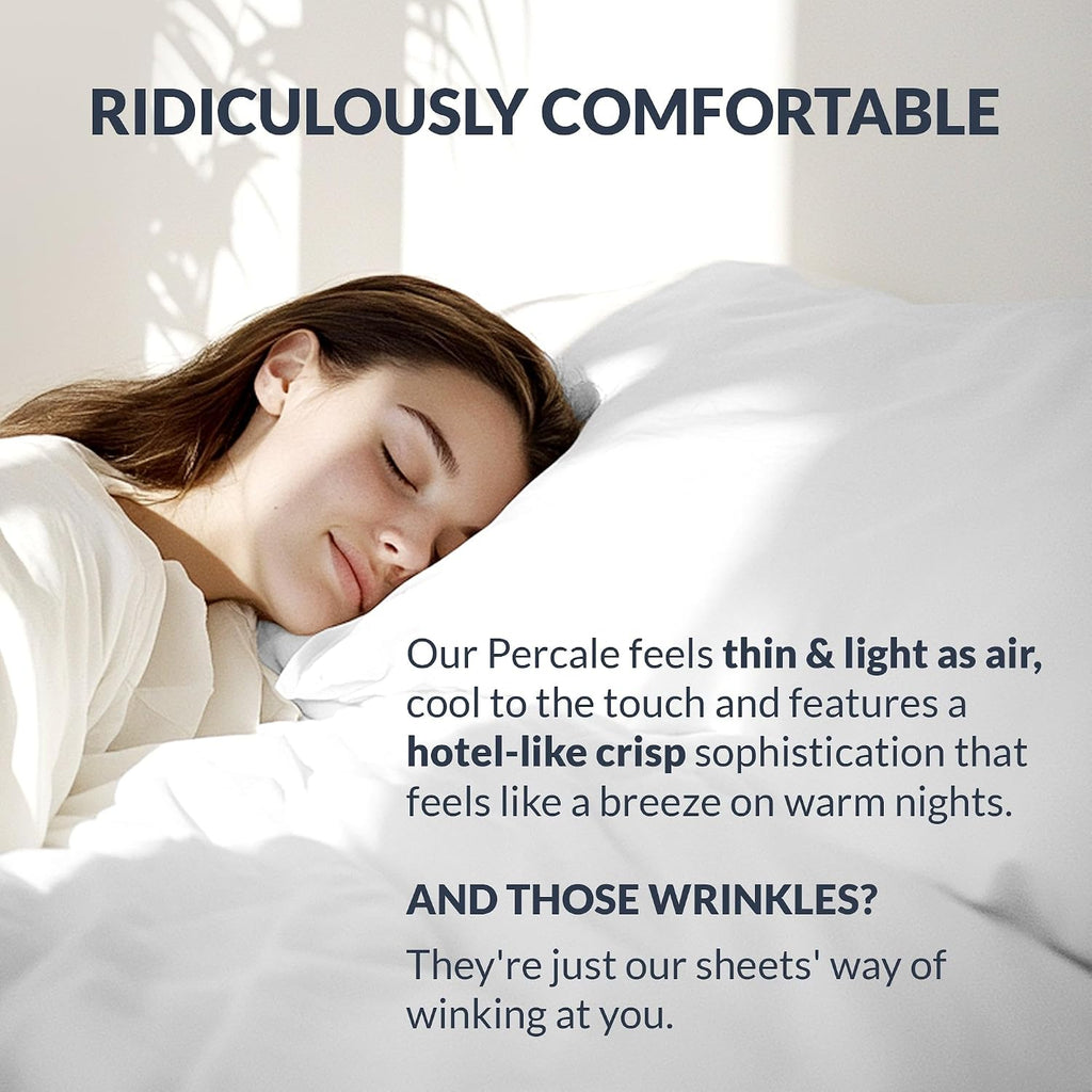 SweaveBedding 100% Egyptian Cotton Percale Pillow Cases Set - Luxurious 400 Thread Count, Breathable & Skin-Friendly Percale Pillow Cases -…