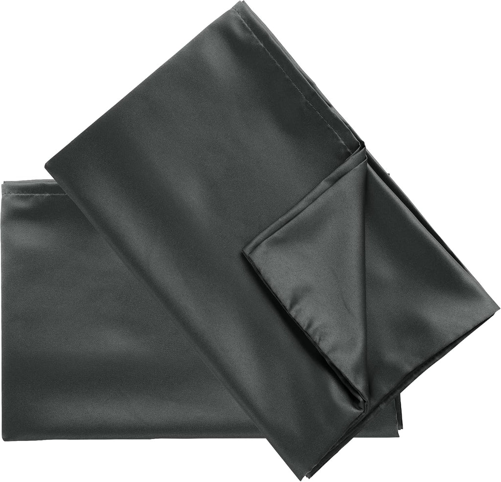 uxcell 2 Pack Silk Satin Pillowcase for Hair and Skin, Cool, Silky, Soft Breathable Pillow Cases King Size 20x36 Inch Sateen Pillowcase Bla…