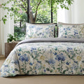 mixinni Reversible Floral Duvet Cover Set King Size, 3 Piece Blue Green Botanical Bedding Set with Zipper Closure & 4 Corner Ties, Farmhous…