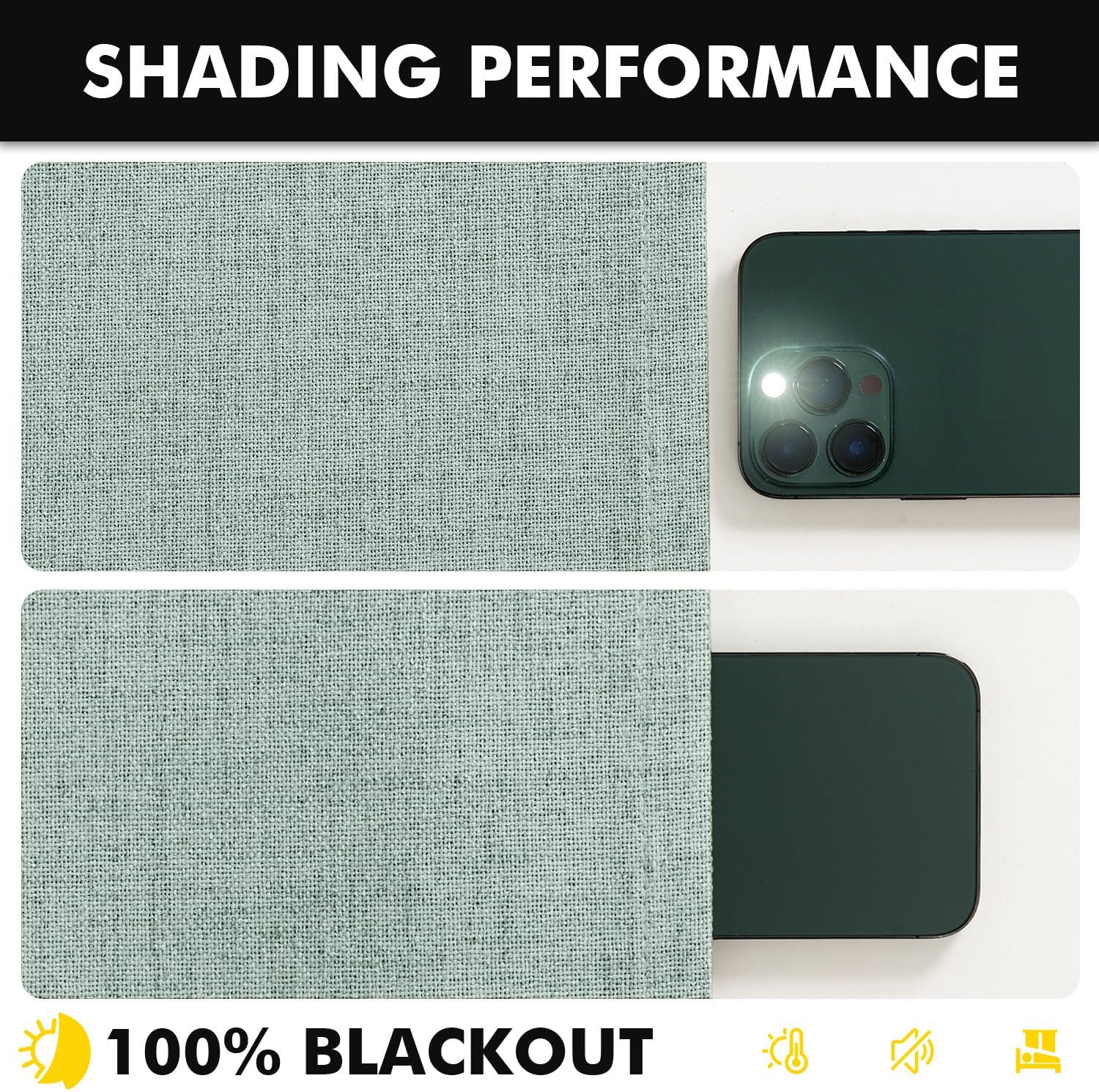 Miulee 100% Blackout Linen Curtains for Bedroom, Seafoam Green Solid Luxury Decor Thermal Insulation Room Darkening Drapes for Living Room…