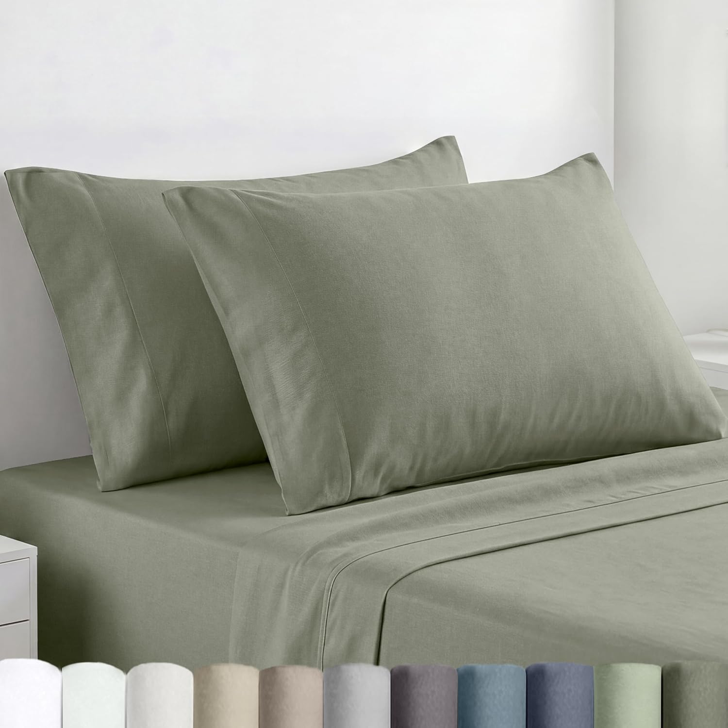 CaliforniaDesignDen California Design Den 100% Egyptian Cotton Pillowcases King Size Set of 2 - Crisp Percale Feel, Soft & Breathable Envel…