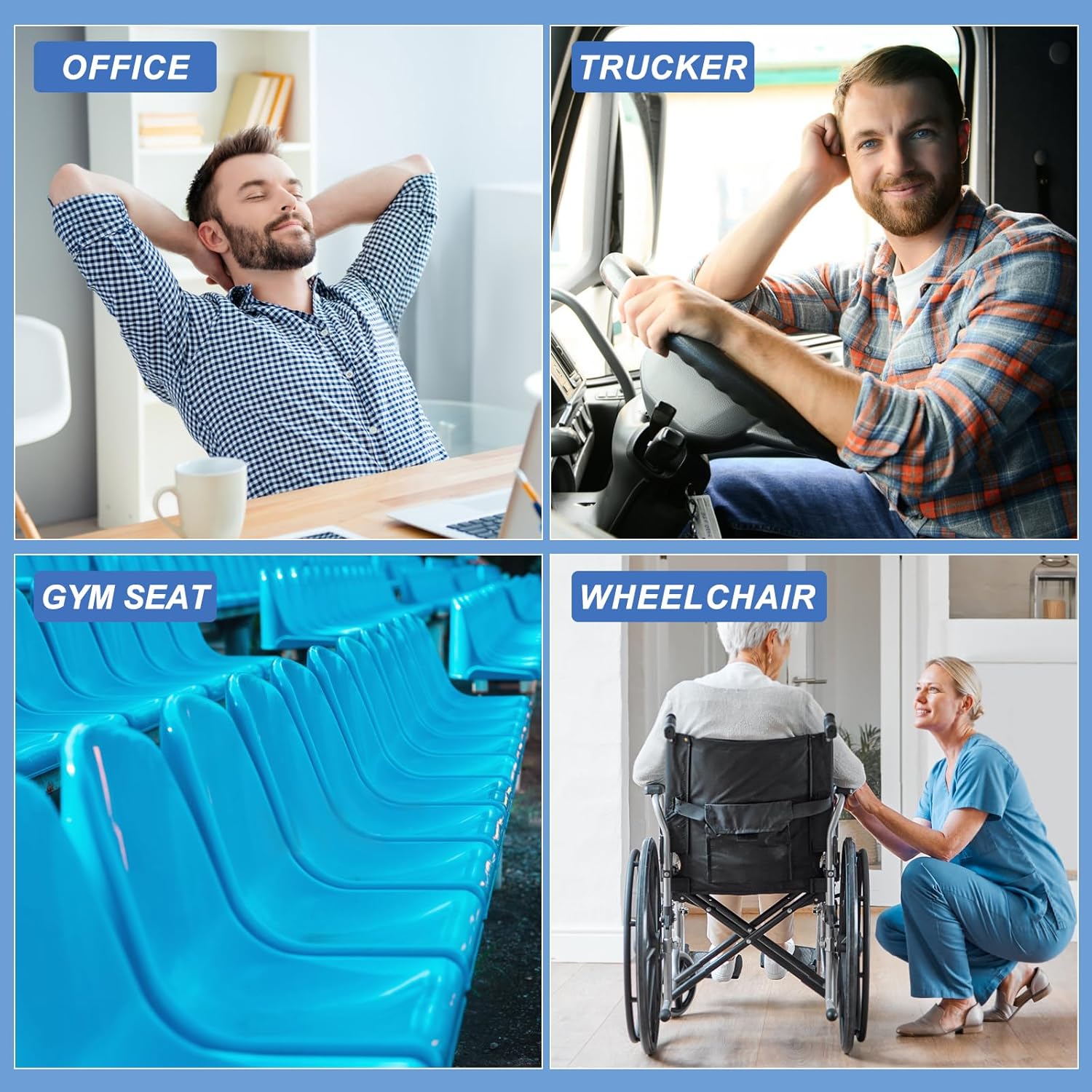 Gel Seat Cushion for Long Sitting - 18" x 16" x 2.4" (Extra Thick&Soft) Gel Cushion for People Over 200 lbs, Pressure Relief Cushion for…