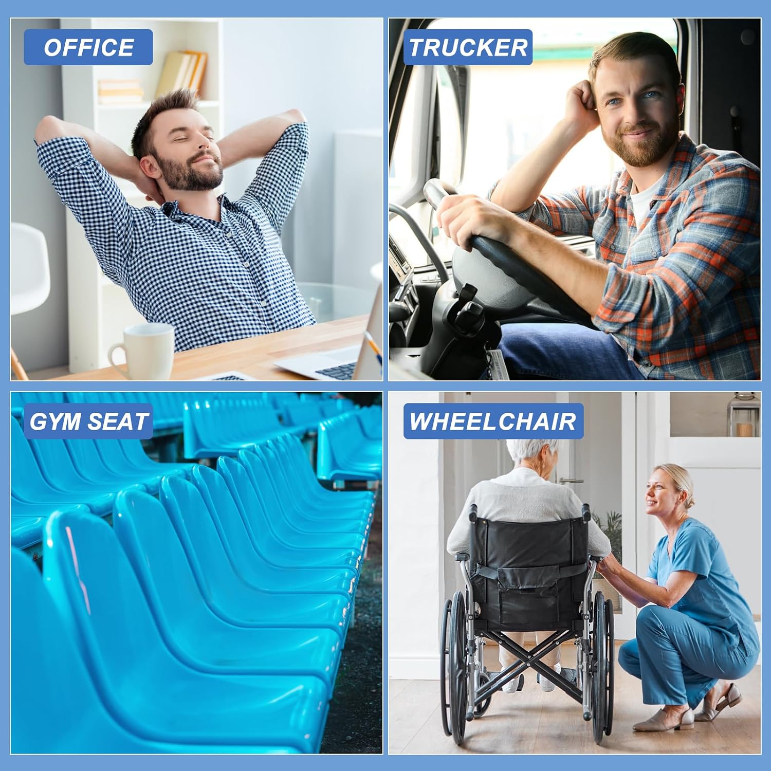Gel Seat Cushion for Long Sitting - 18.5" x 17" x 1.4" (Large&Soft) Gel Cushion for People Over 100 lbs, Pressure Relief Cushions for…