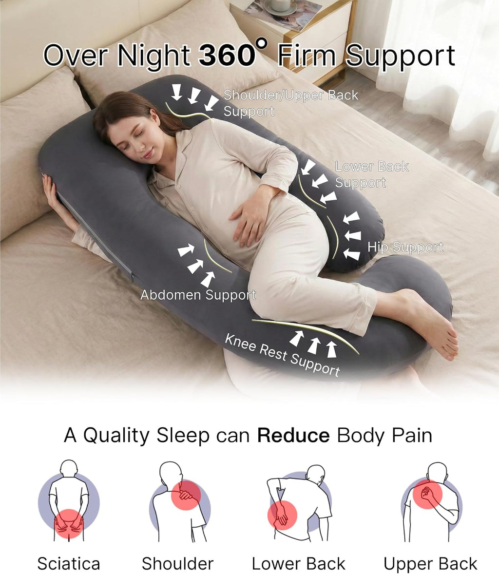 ALLOPERA Pregnancy Pillow, Full Body 57 Inch Maternity Pillow with Removable Washable Cover - Sleep Support for Legs, Back, Neck…