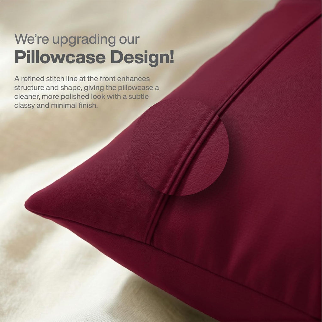Queensbay Standard Pillow Cases Set of 2, Microfiber Cooling Pillowcases, Soft Breathable Envelope Closure Pillow Covers, Wrinkle Free Easy…