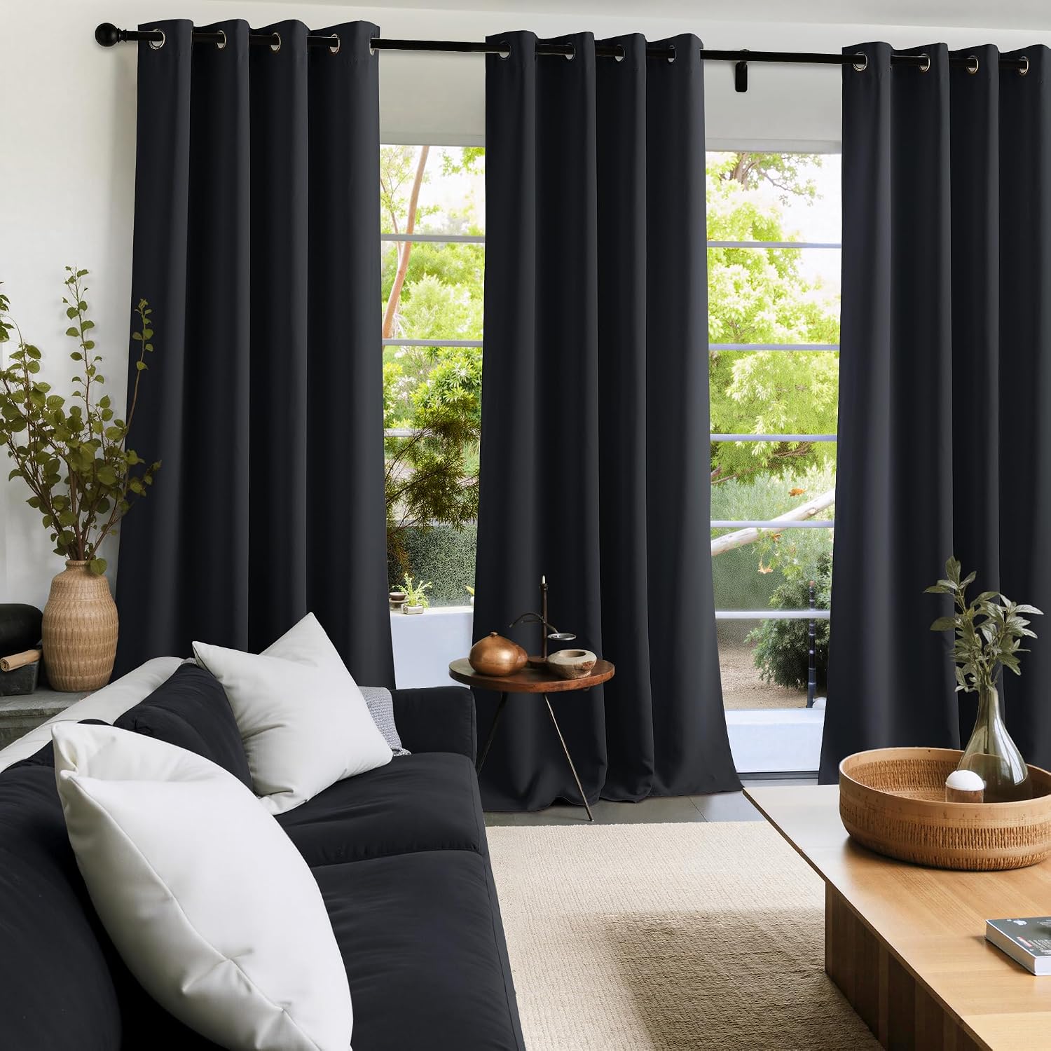 Nicetown Room Darkening Draperies Curtains Panels, 2 Panels Black W52 x L84 Black