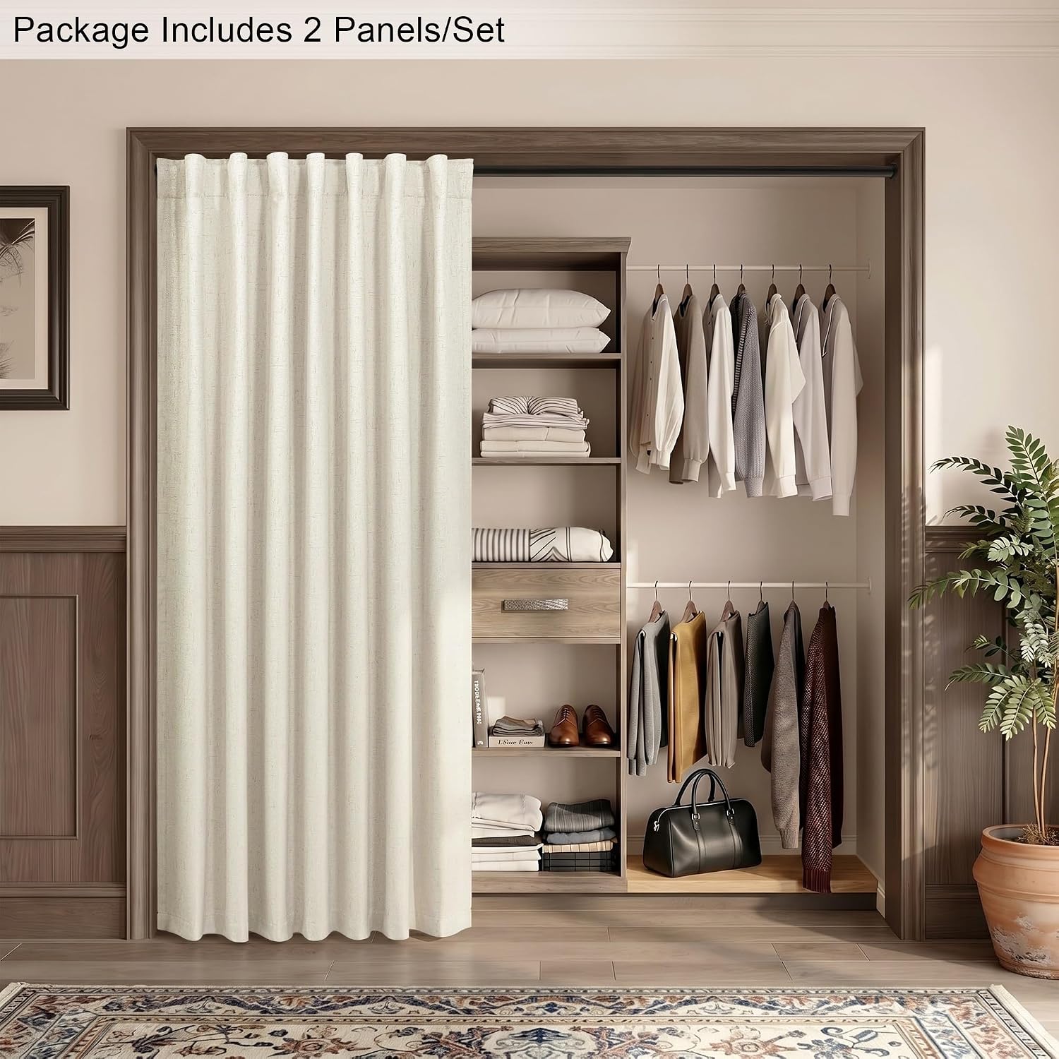 Pitalk 80 Inch Curtains 2 Panel Set Linen Blackout Curtains for Daughters Room Bedroom Thermal Black Out Long Drapes for Picture Window Apa…