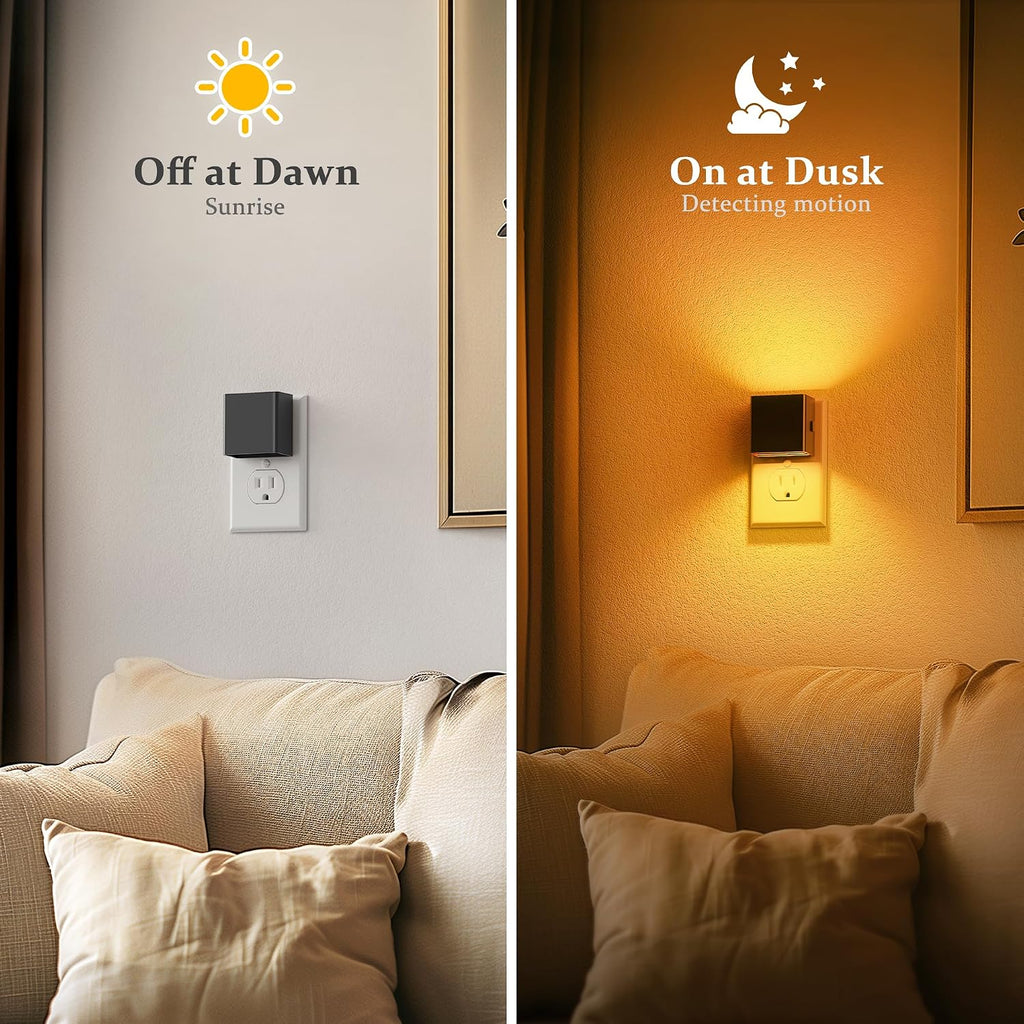 JandCase Night Light, Automatic Night Lights Plug into Wall, 2 Pack Modern Night Lights with Auto Light Sensor, Amber Brightness…