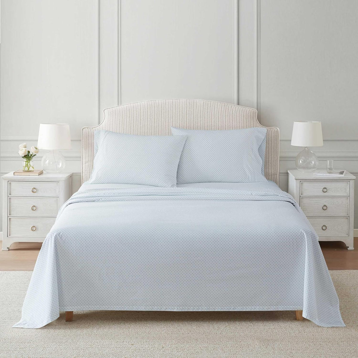 MarthaStewart Martha Stewart - Queen Size Sheets Set, Crisp & Tailored Cooling Sheets with a Naturally Smooth Cotton Percale Lightweight Fe…